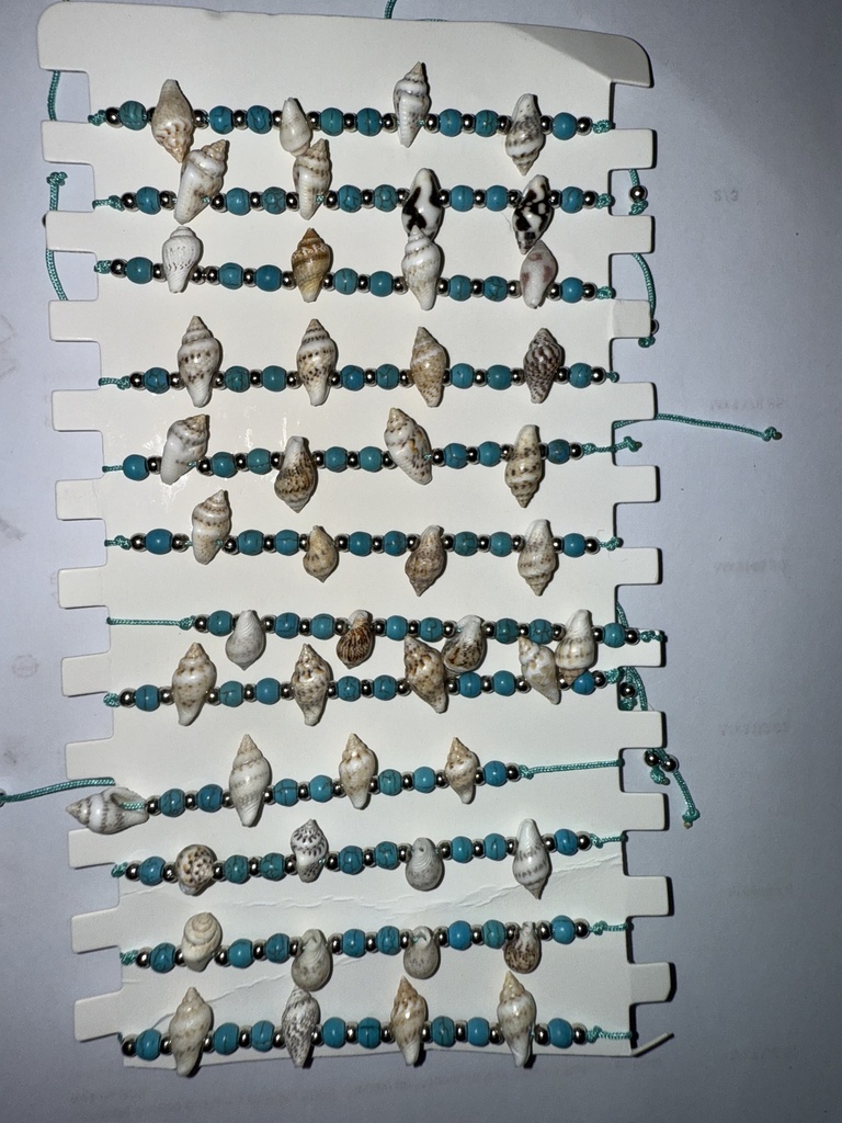 Pulsera caracol  bolas azules