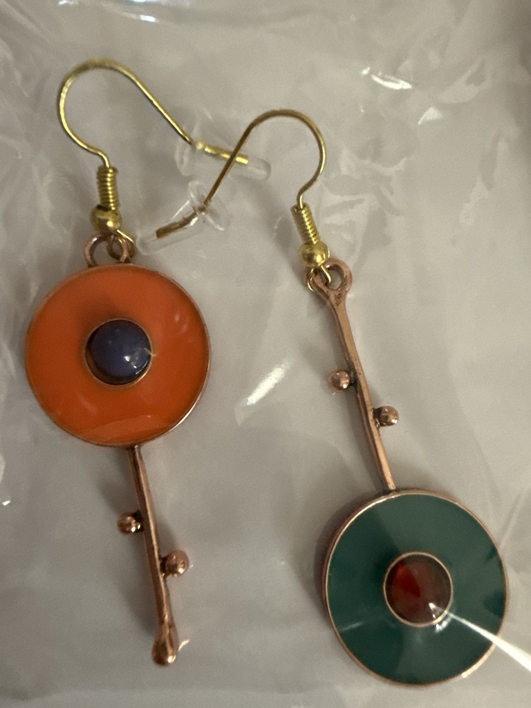 Arete zafiro naranja y verde